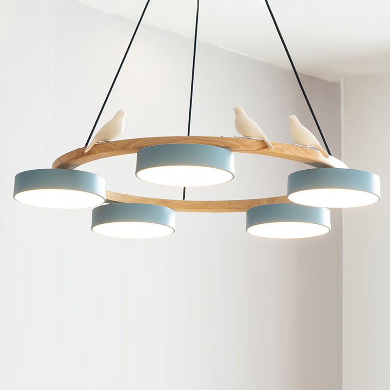 Naturaa | Nordic Wood and Metal Bird Design Chandelier