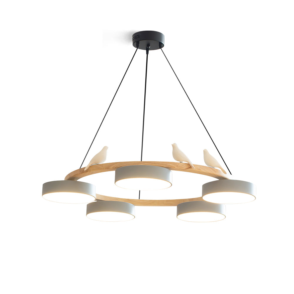 Naturaa | Nordic Wood and Metal Bird Design Chandelier