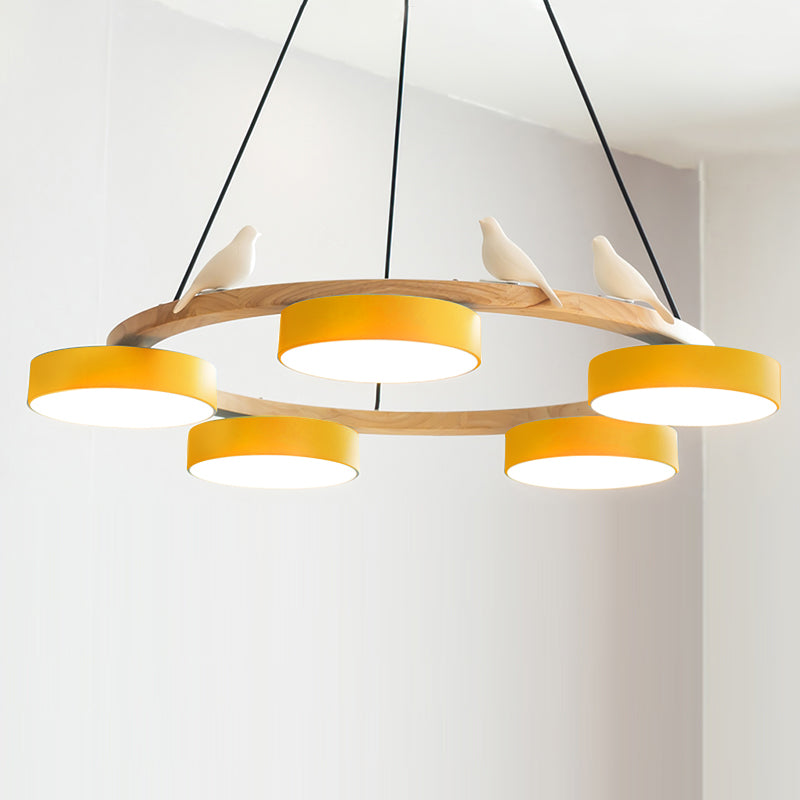 Naturaa | Nordic Wood and Metal Bird Design Chandelier