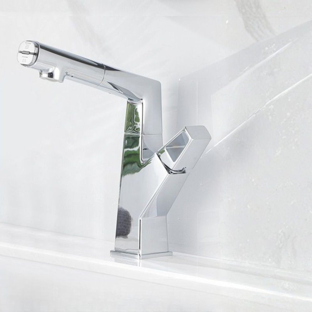 Juvaste | Contemporary Arched Column Swivel Deck Mounted Bathroom Sink Tap