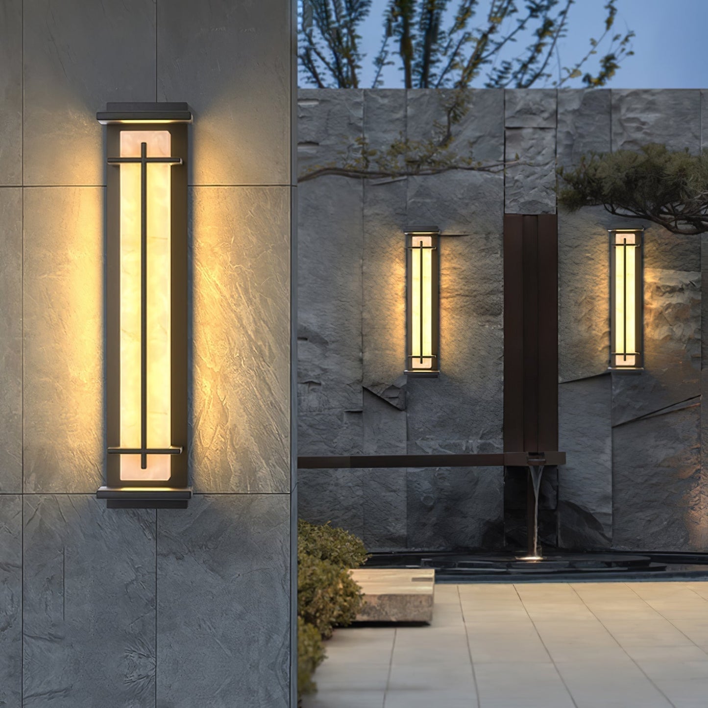 Rayen | Modern Square Alabaster Waterproof Outdoor Wall Light