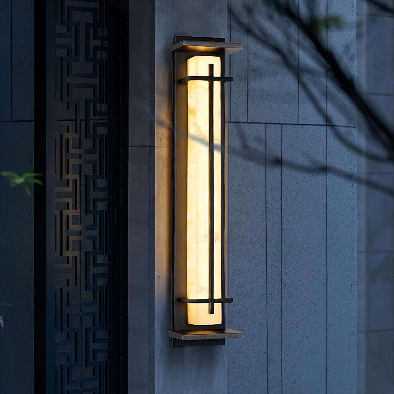 Rayen | Modern Square Alabaster Waterproof Outdoor Wall Light