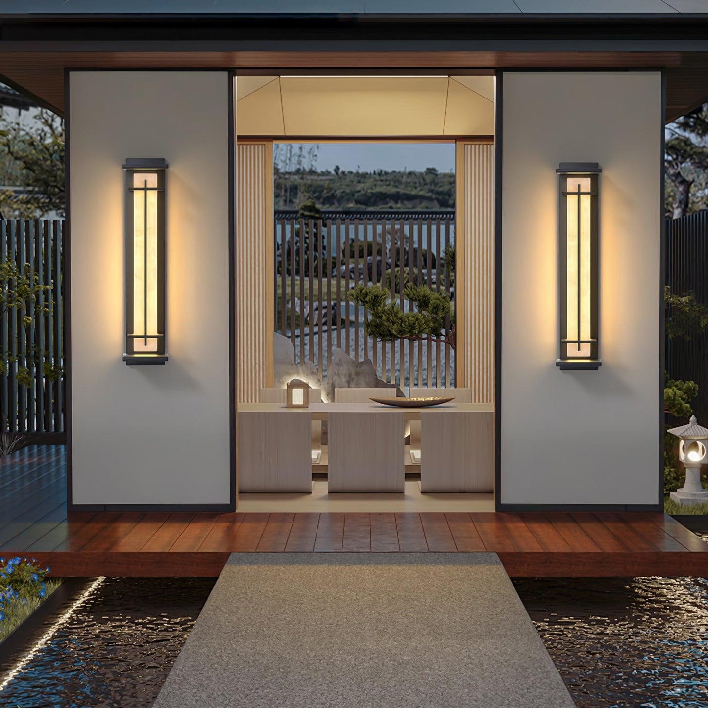 Rayen | Modern Square Alabaster Waterproof Outdoor Wall Light