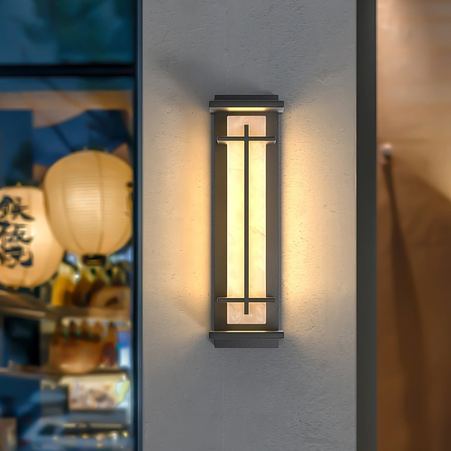 Rayen | Modern Square Alabaster Waterproof Outdoor Wall Light