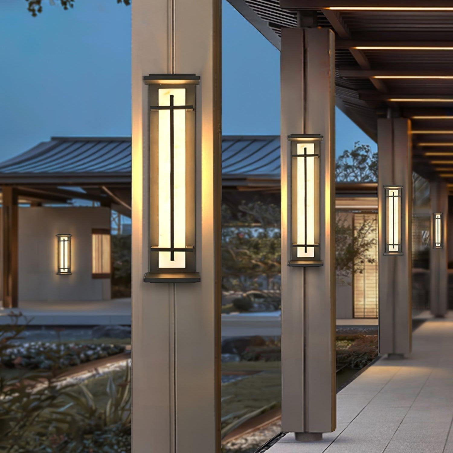 Rayen | Modern Square Alabaster Waterproof Outdoor Wall Light