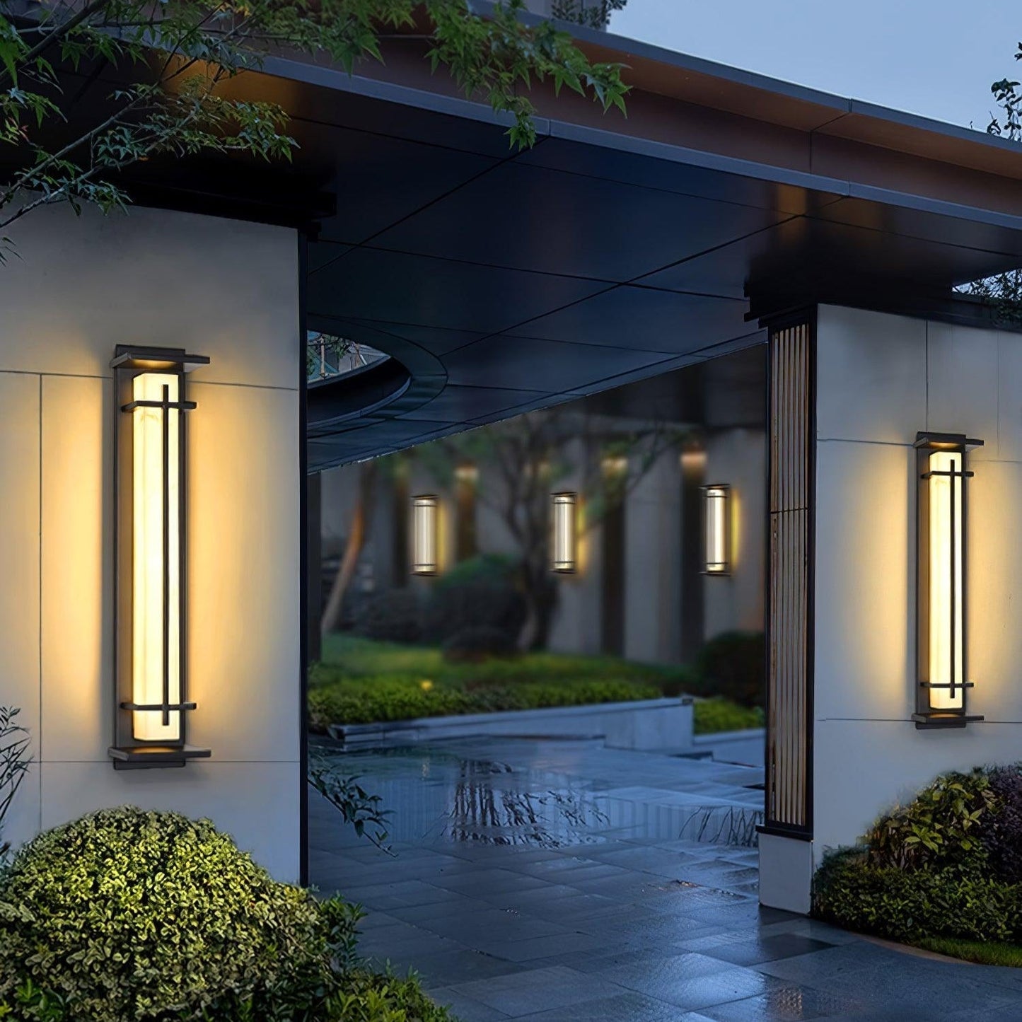 Rayen | Modern Square Alabaster Waterproof Outdoor Wall Light