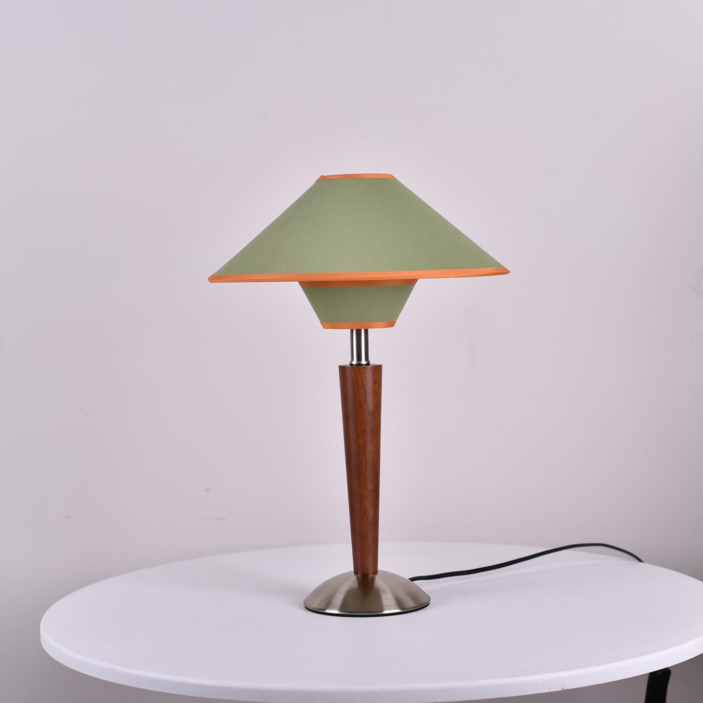 Zymorica | Midcentury Modern Walnut Column Accent Table Lamp