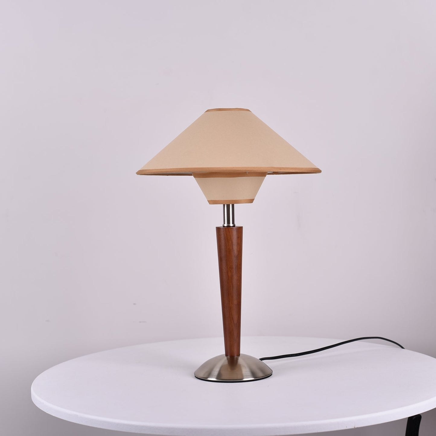 Zymorica | Midcentury Modern Walnut Column Accent Table Lamp