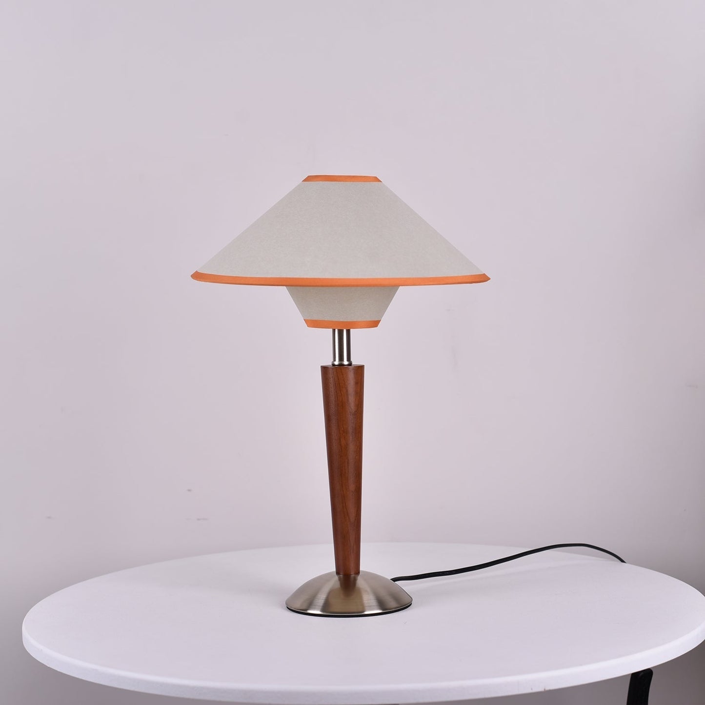 Zymorica | Midcentury Modern Walnut Column Accent Table Lamp