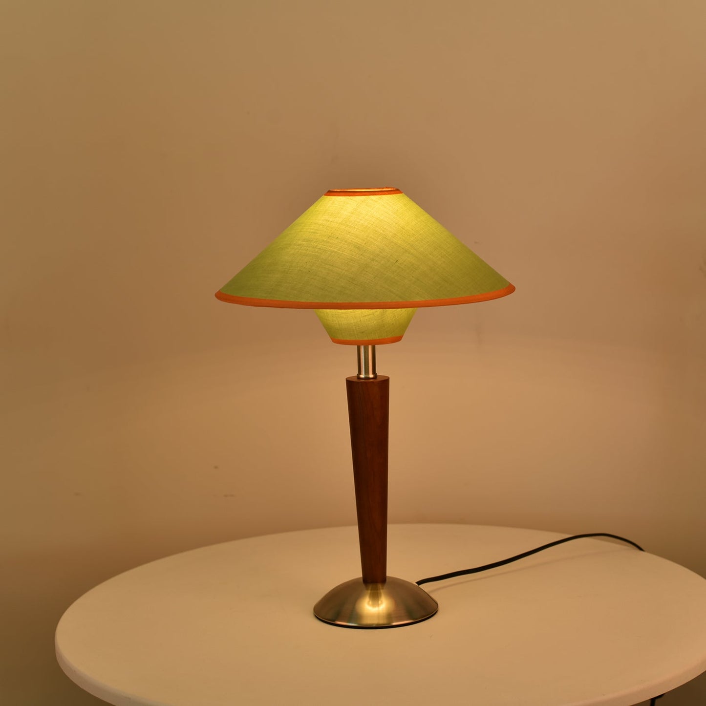 Zymorica | Midcentury Modern Walnut Column Accent Table Lamp