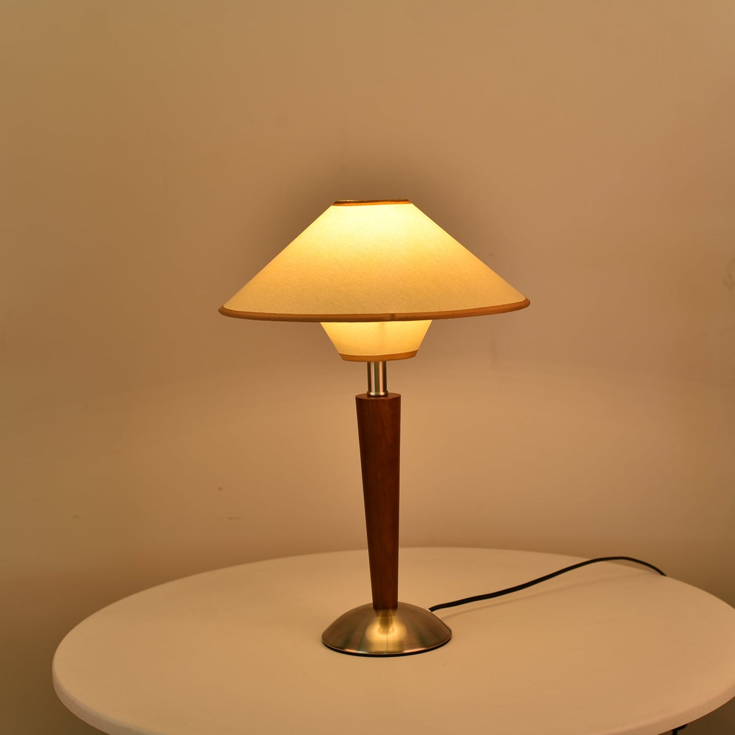 Zymorica | Midcentury Modern Walnut Column Accent Table Lamp