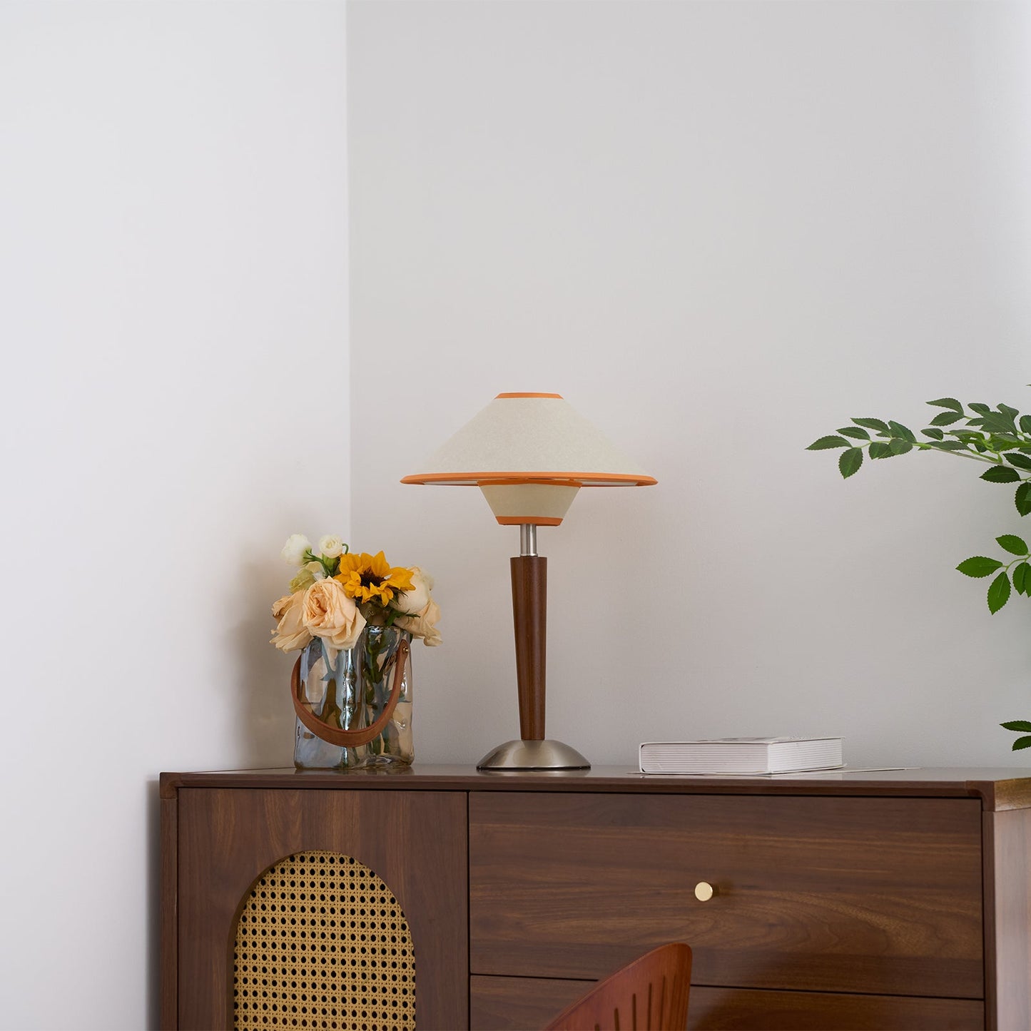 Zymorica | Midcentury Modern Walnut Column Accent Table Lamp