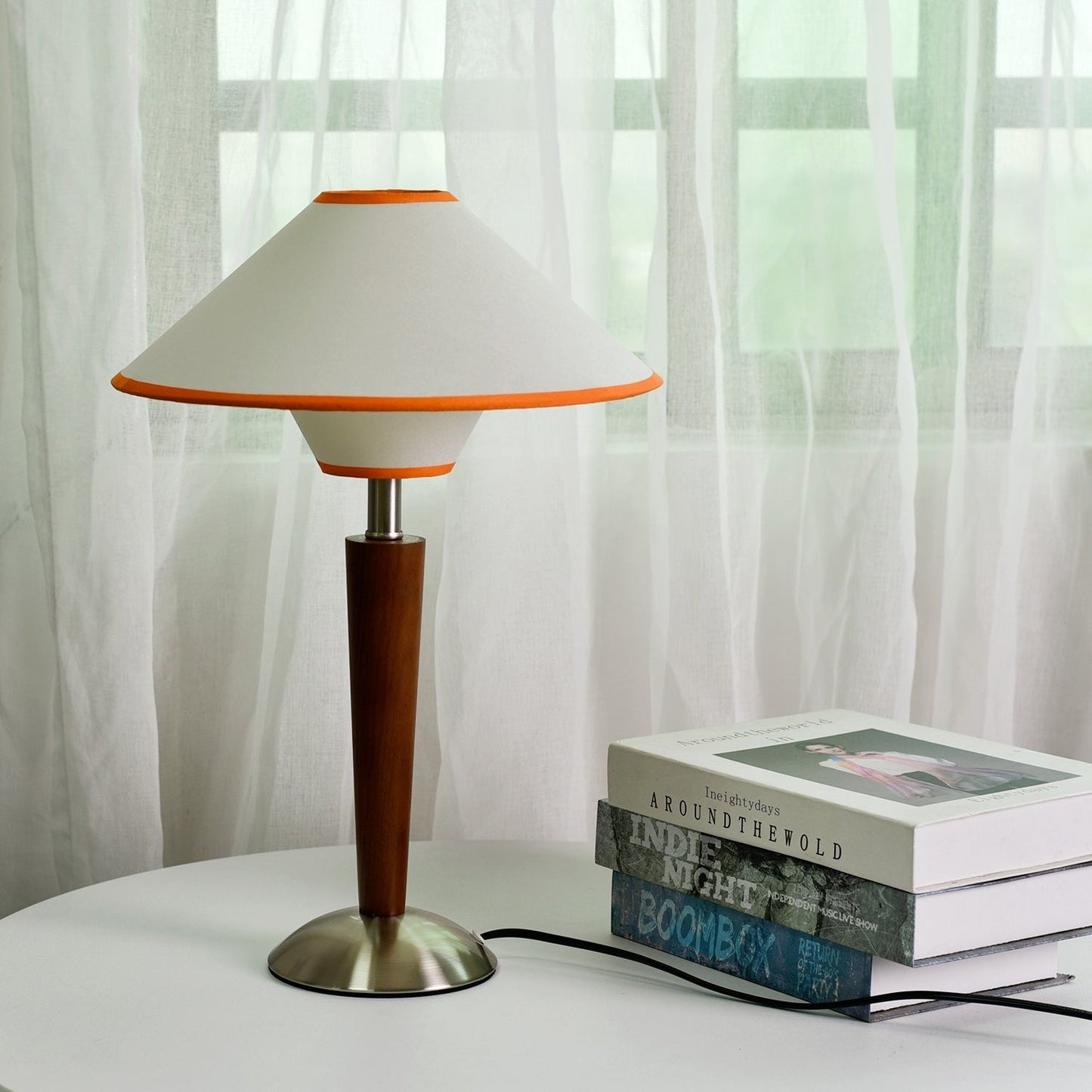 Zymorica | Midcentury Modern Walnut Column Accent Table Lamp