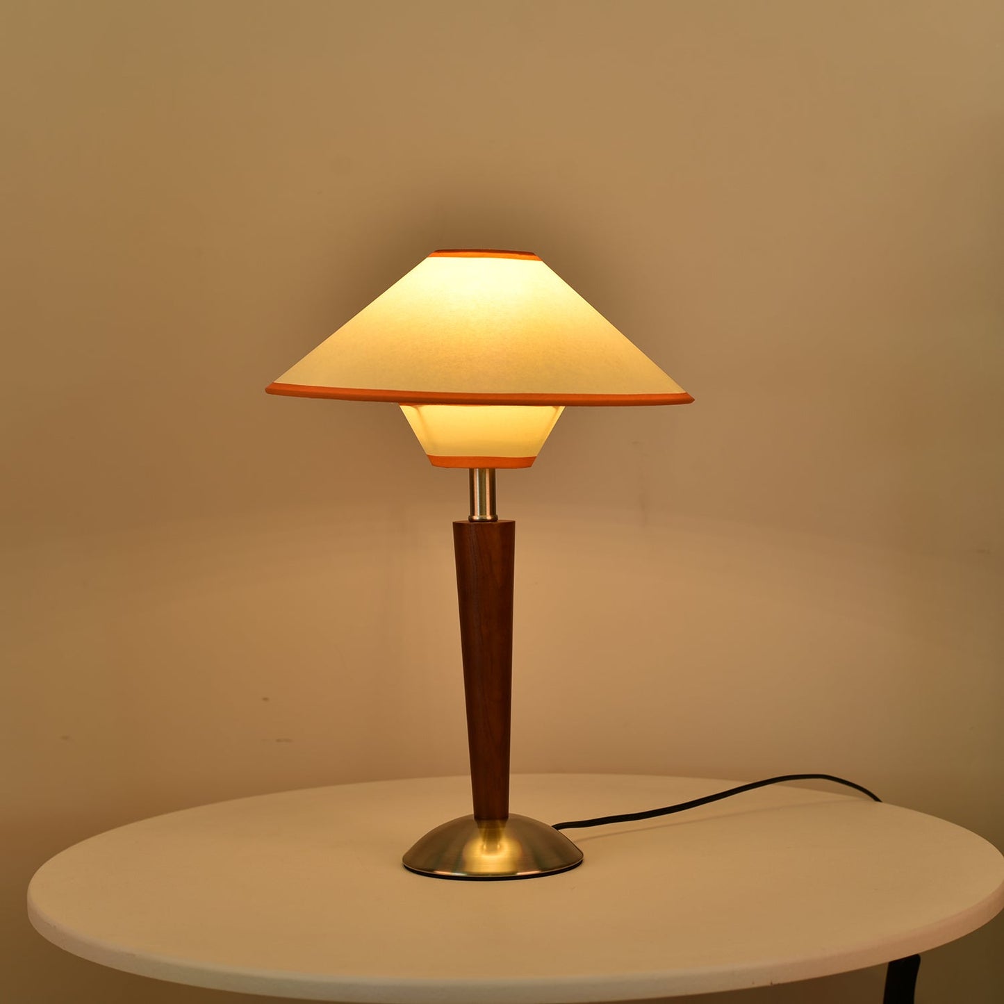 Zymorica | Midcentury Modern Walnut Column Accent Table Lamp