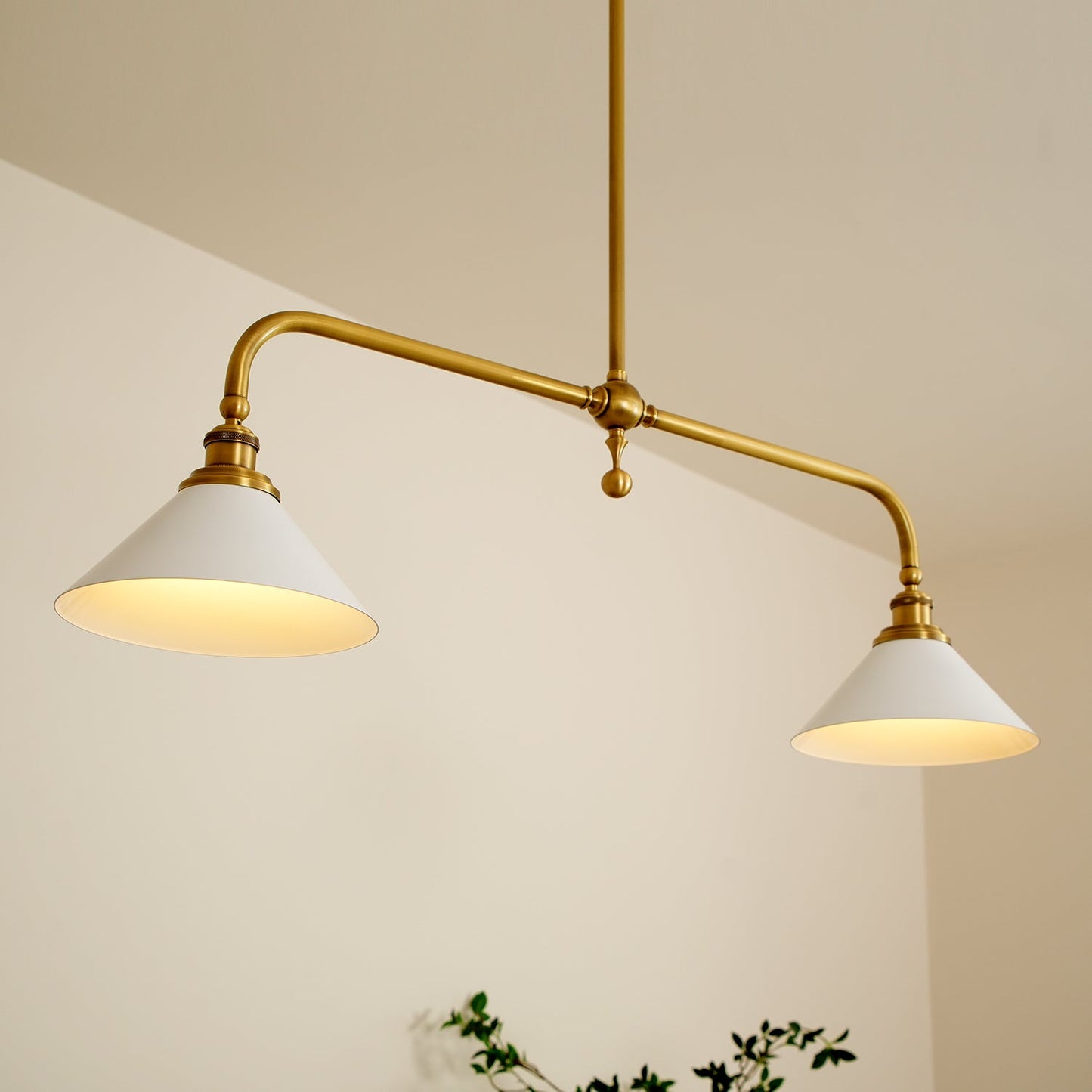 Elowen | Mid Century Metal Frame Pendant Light with Dual Glass Shades