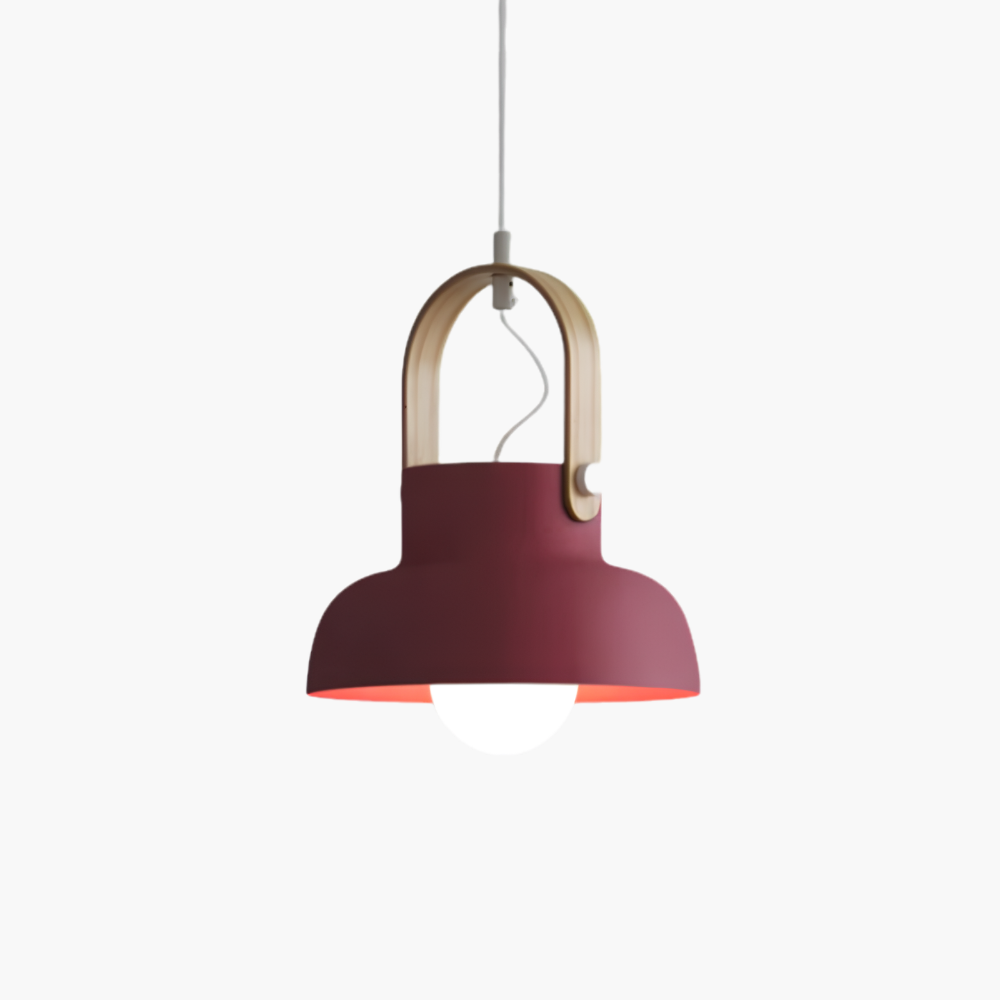 Thrombel | Nordic Minimalist Timber Accent Flared Dome Pendant Light