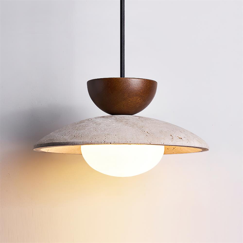 Veeda | Natural Travertine Stone Orb Pendant Light