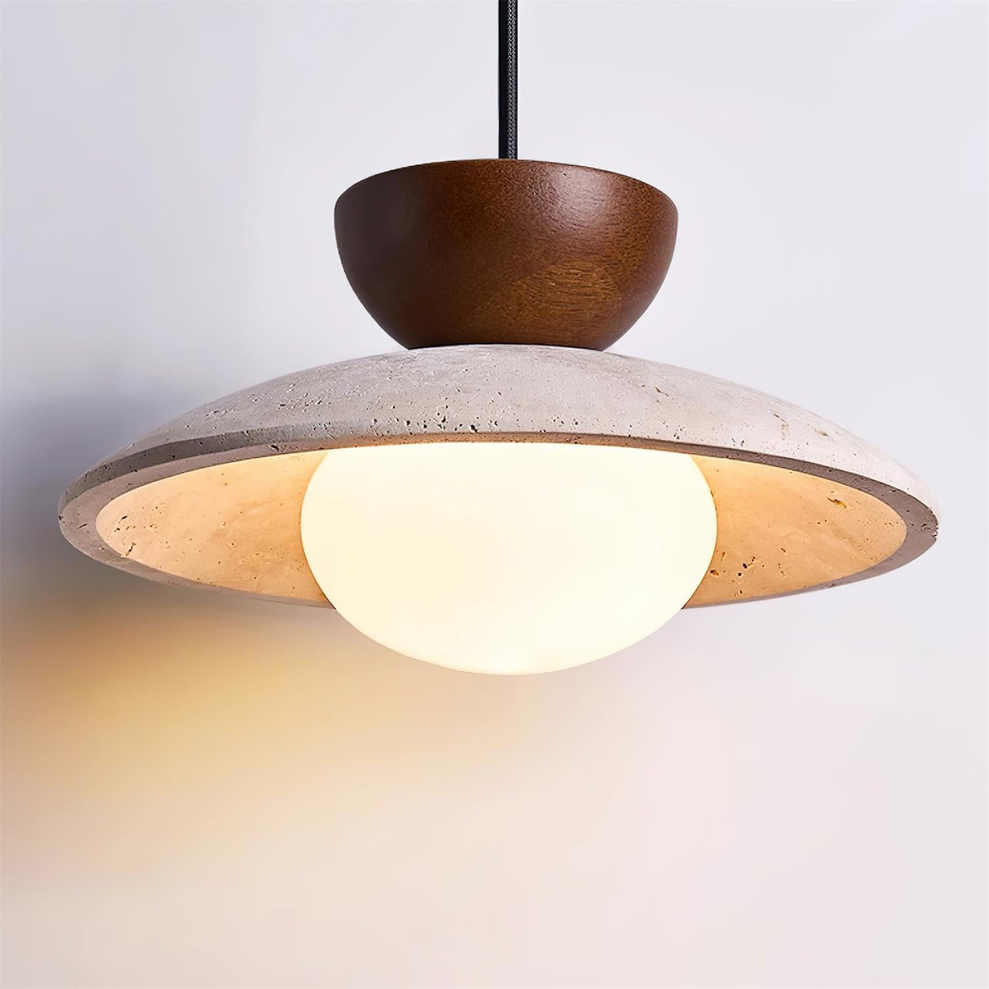 Veeda | Natural Travertine Stone Orb Pendant Light