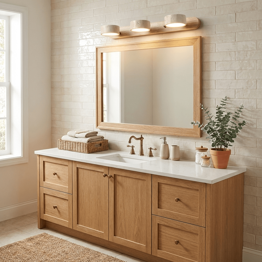 Nyxoris | Geometric Textured Travertine Vanity Wall Light