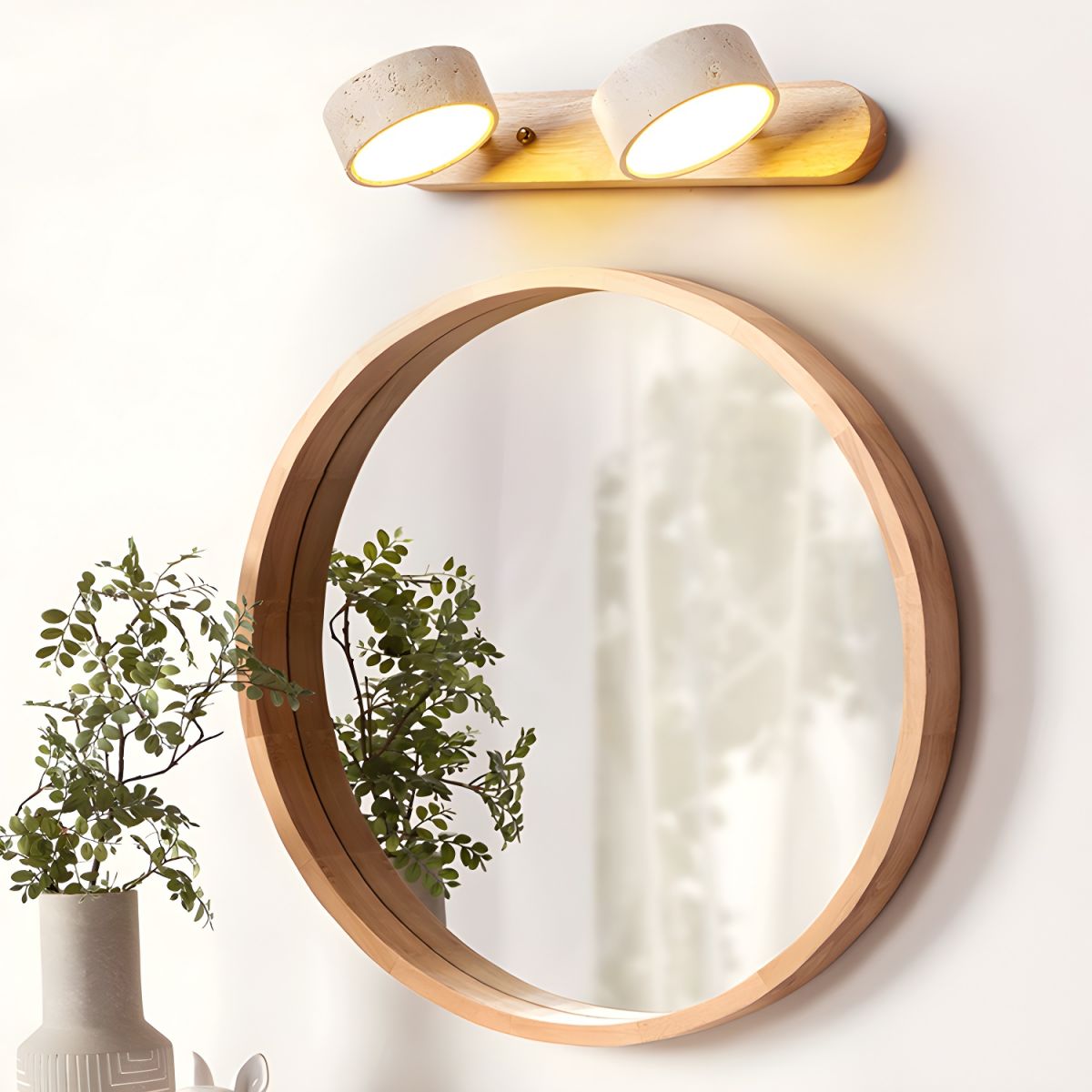 Nyxoris | Geometric Textured Travertine Vanity Wall Light