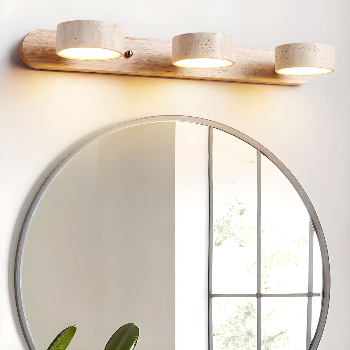 Nyxoris | Geometric Textured Travertine Vanity Wall Light