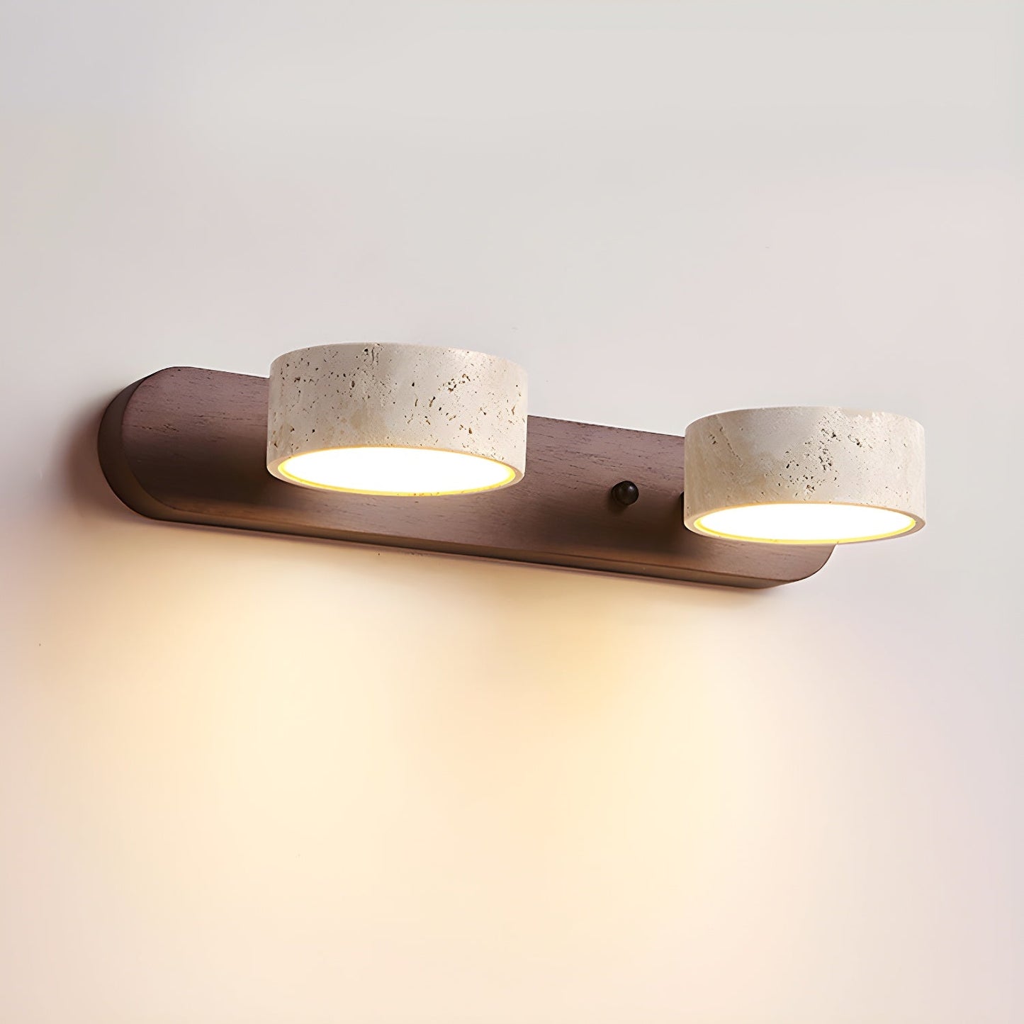 Calcera | Modern Natural Travertine Stone And Wood Wall Light