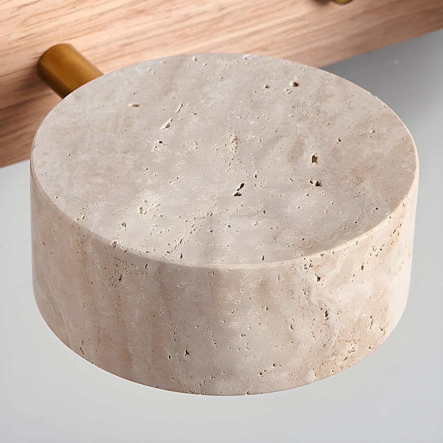 Calcera | Modern Natural Travertine Stone And Wood Wall Light