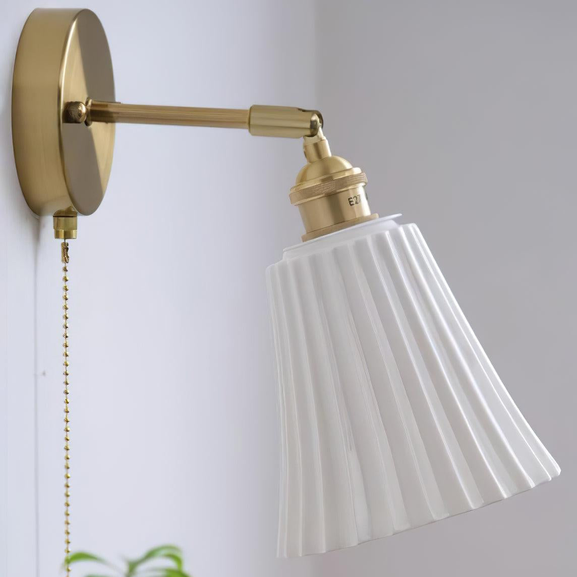 Aethole | Handcrafted Ceramic Vintage Brass Ribbed Wall Light