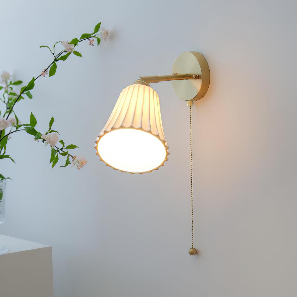 Aethole | Handcrafted Ceramic Vintage Brass Ribbed Wall Light