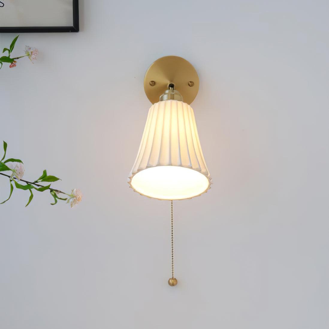 Aethole | Handcrafted Ceramic Vintage Brass Ribbed Wall Light