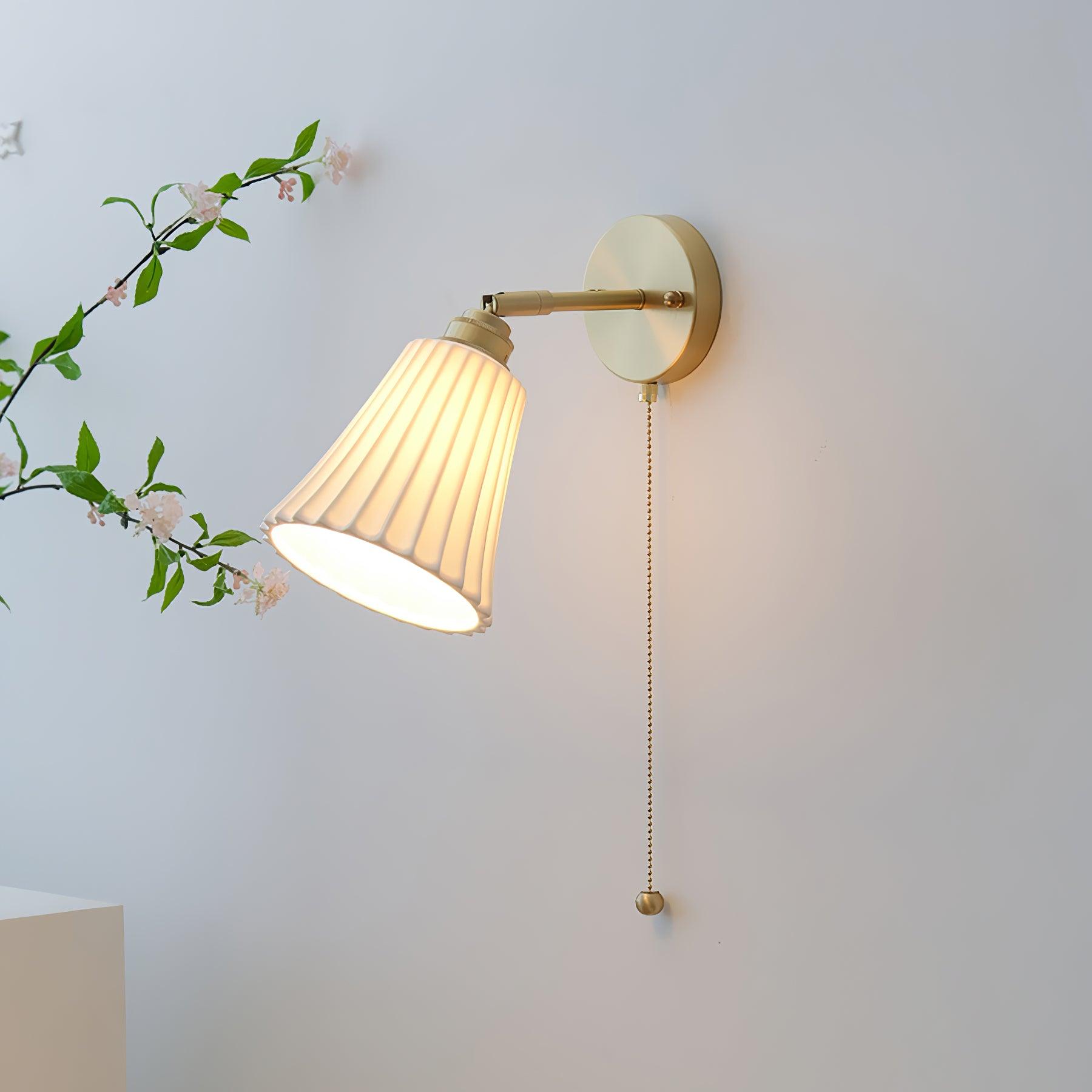 Aethole | Handcrafted Ceramic Vintage Brass Ribbed Wall Light