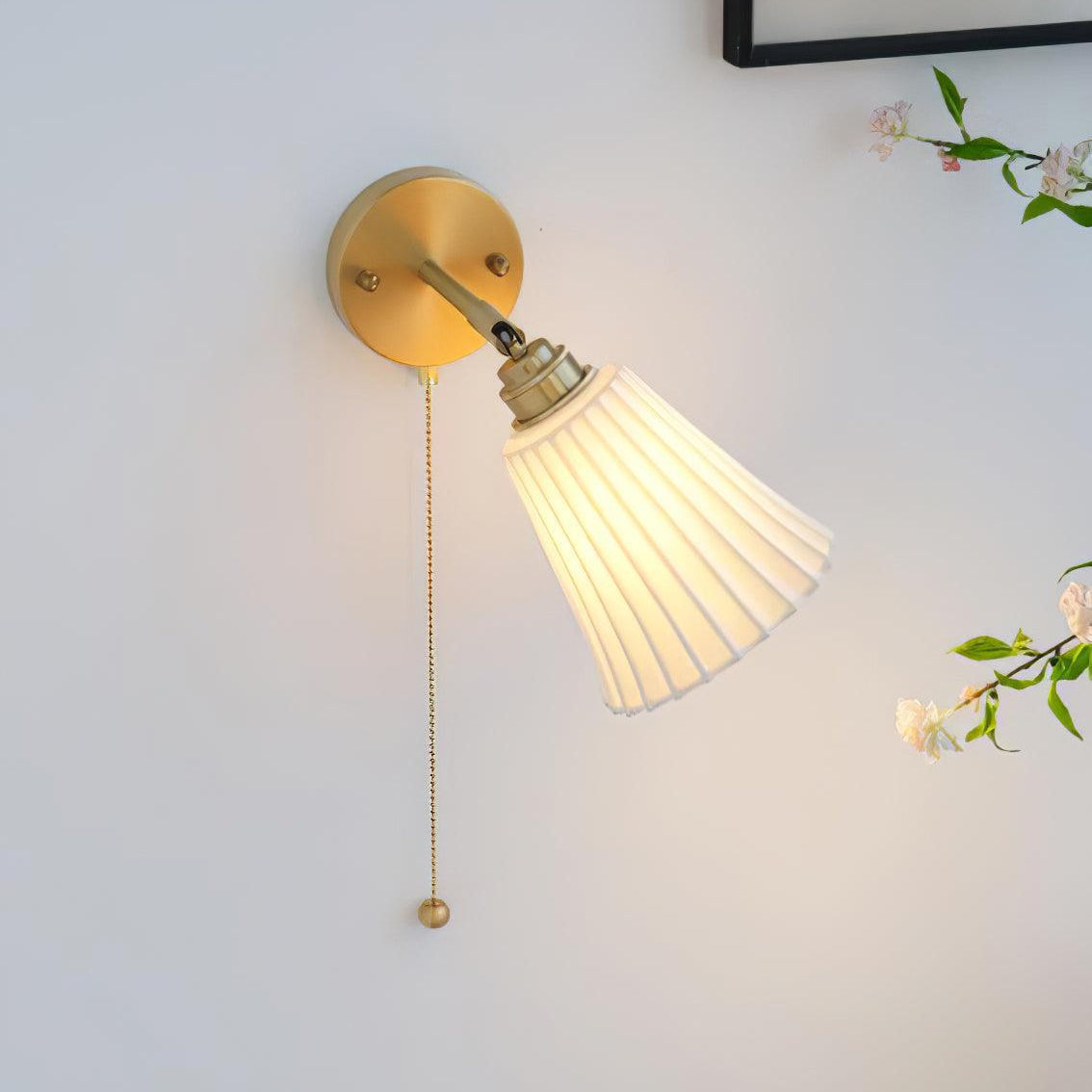 Aethole | Handcrafted Ceramic Vintage Brass Ribbed Wall Light