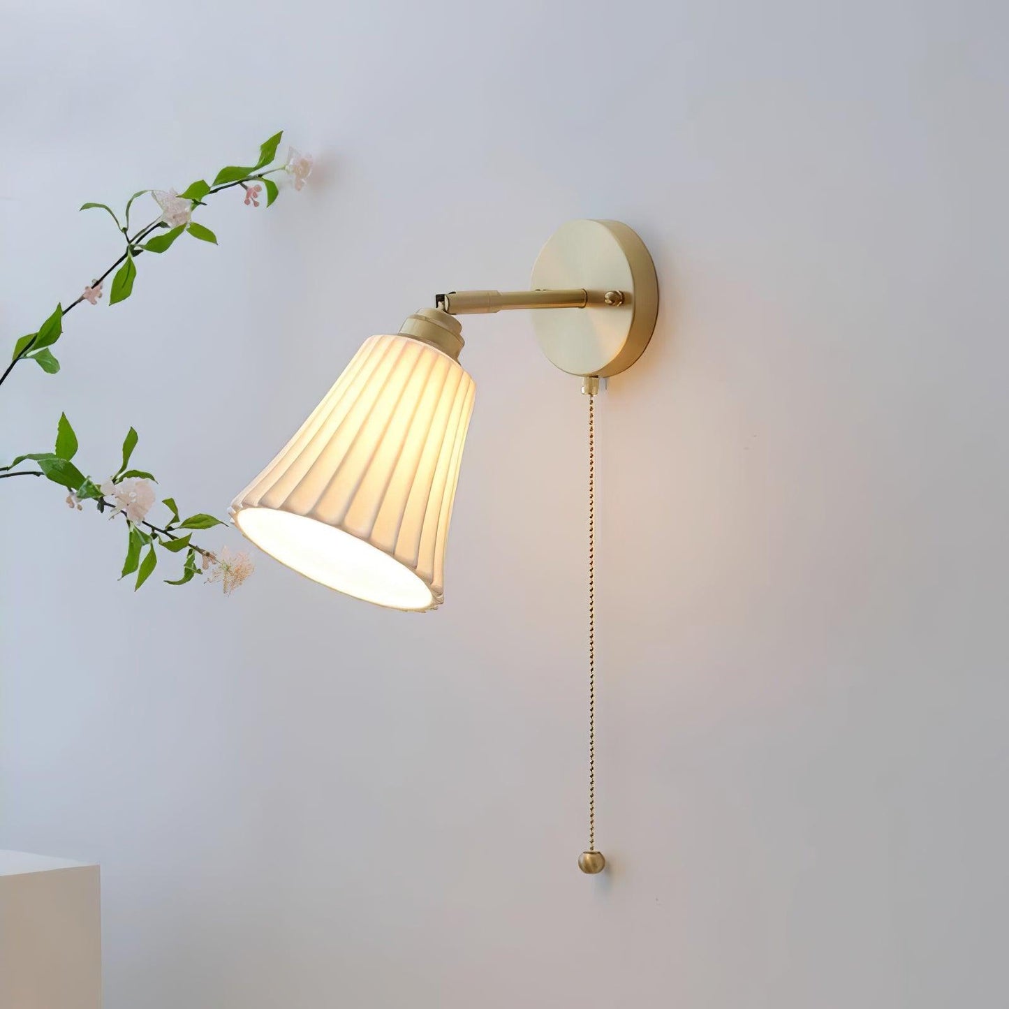 Aethole | Handcrafted Ceramic Vintage Brass Ribbed Wall Light