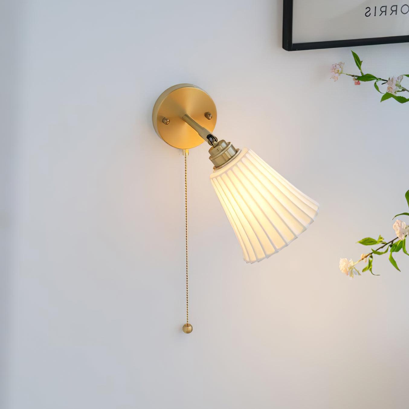Aethole | Handcrafted Ceramic Vintage Brass Ribbed Wall Light