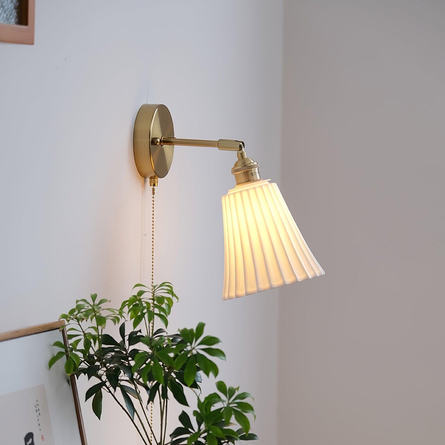 Aethole | Handcrafted Ceramic Vintage Brass Ribbed Wall Light