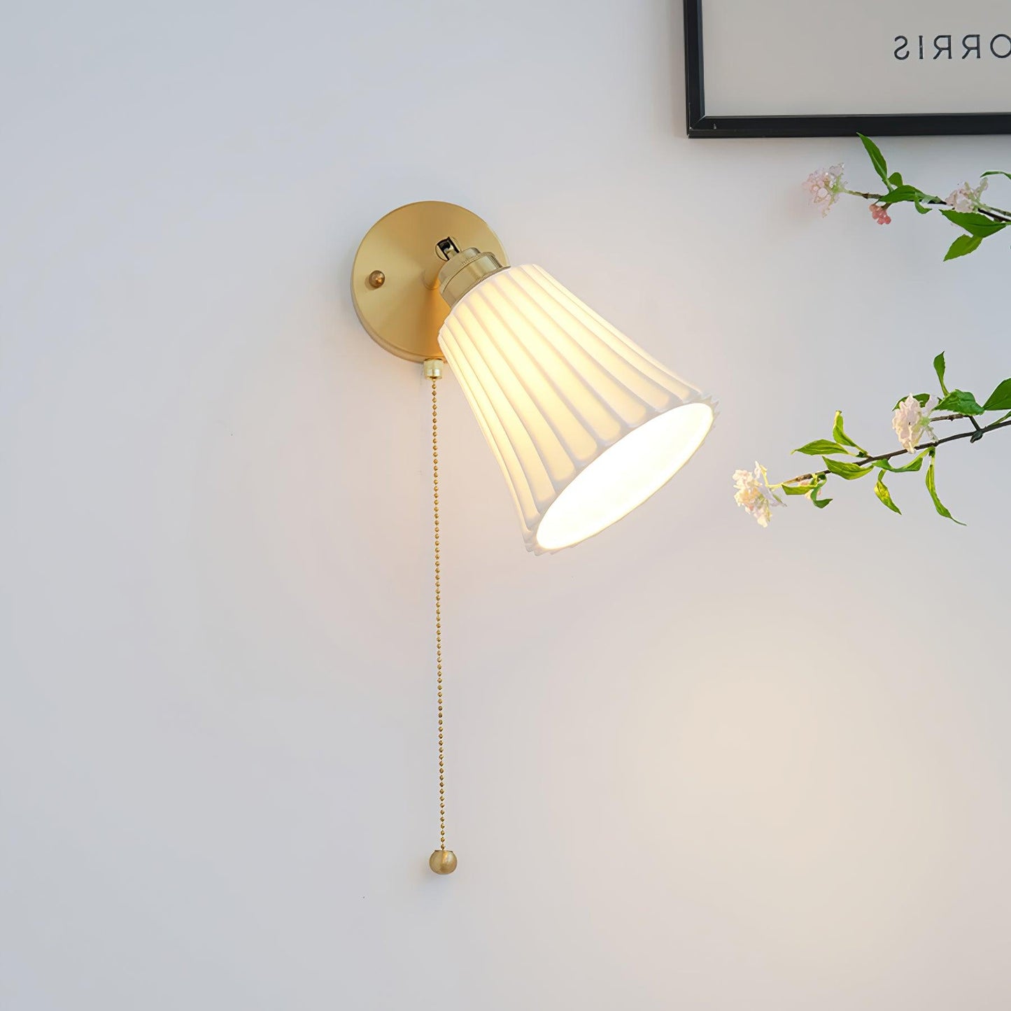 Aethole | Handcrafted Ceramic Vintage Brass Ribbed Wall Light