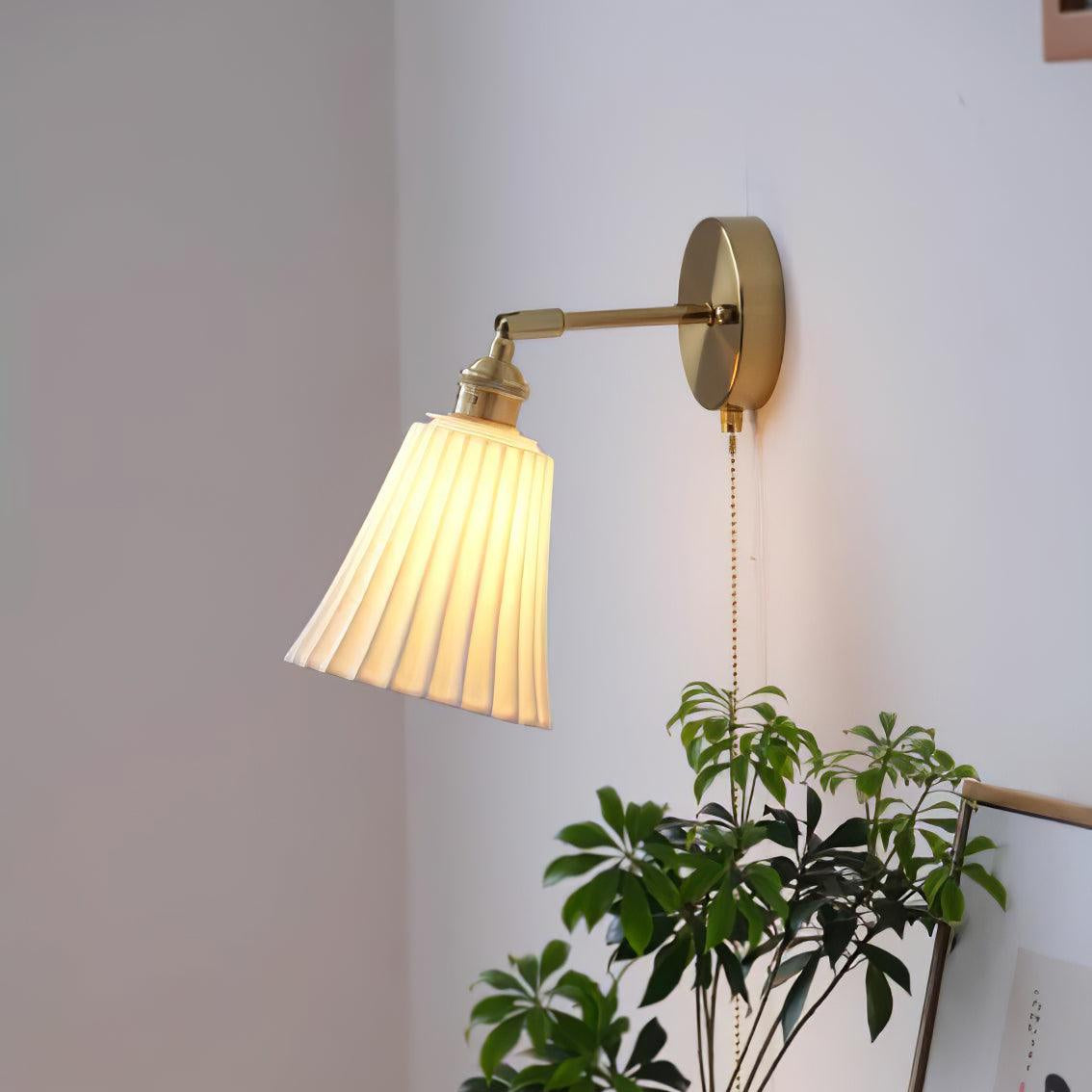 Aethole | Handcrafted Ceramic Vintage Brass Ribbed Wall Light