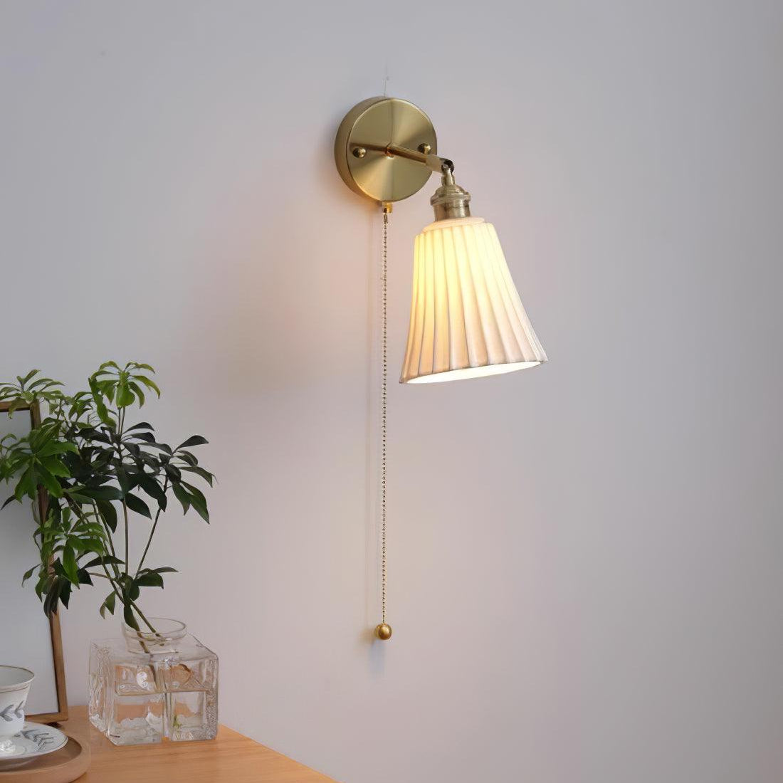 Aethole | Handcrafted Ceramic Vintage Brass Ribbed Wall Light