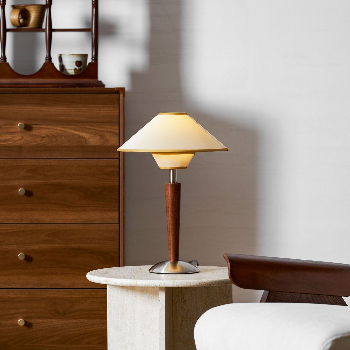 Zymorica | Midcentury Modern Walnut Column Accent Table Lamp
