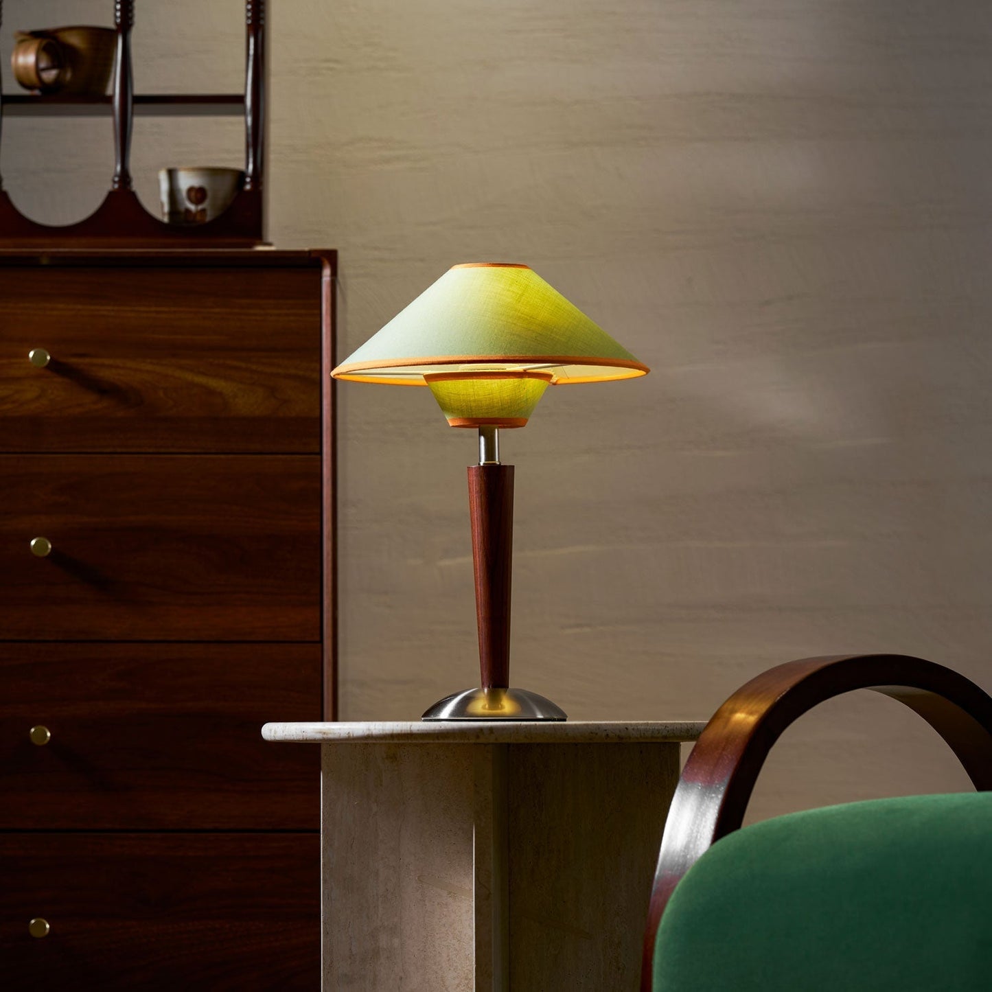 Zymorica | Midcentury Modern Walnut Column Accent Table Lamp