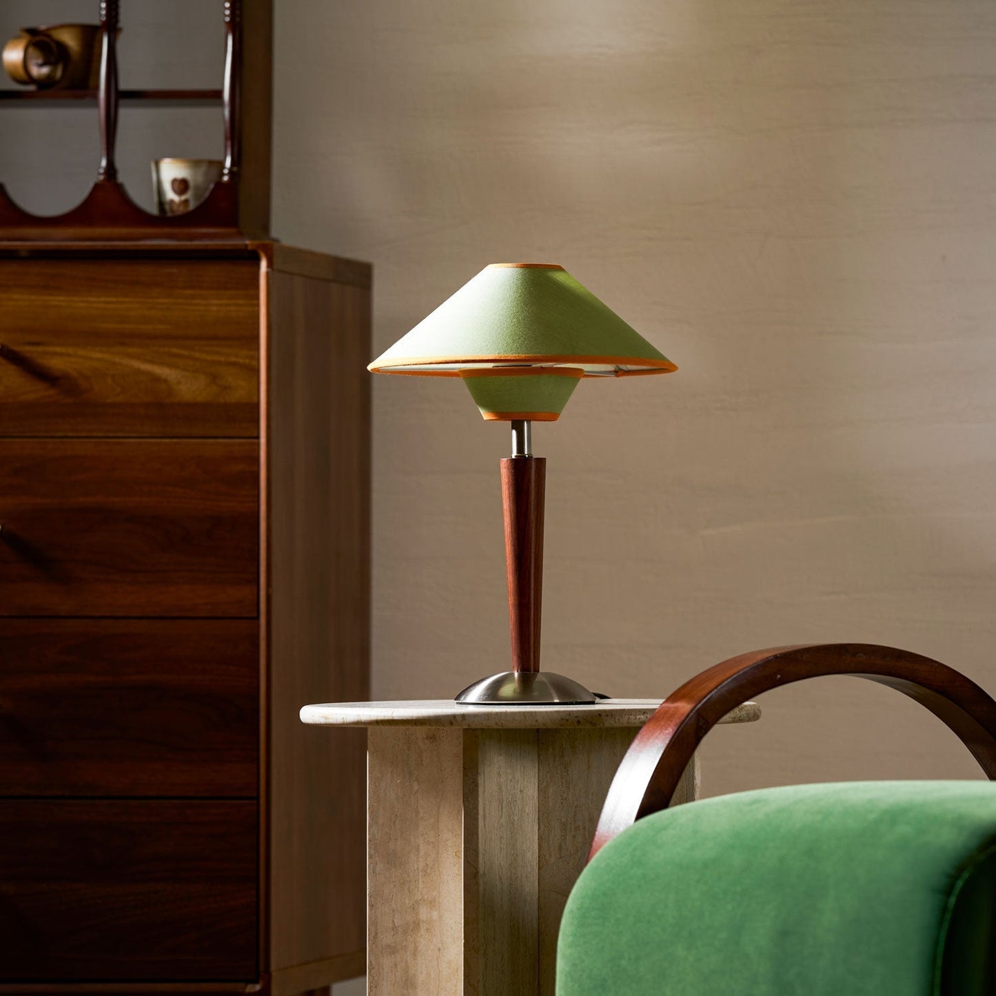 Zymorica | Midcentury Modern Walnut Column Accent Table Lamp