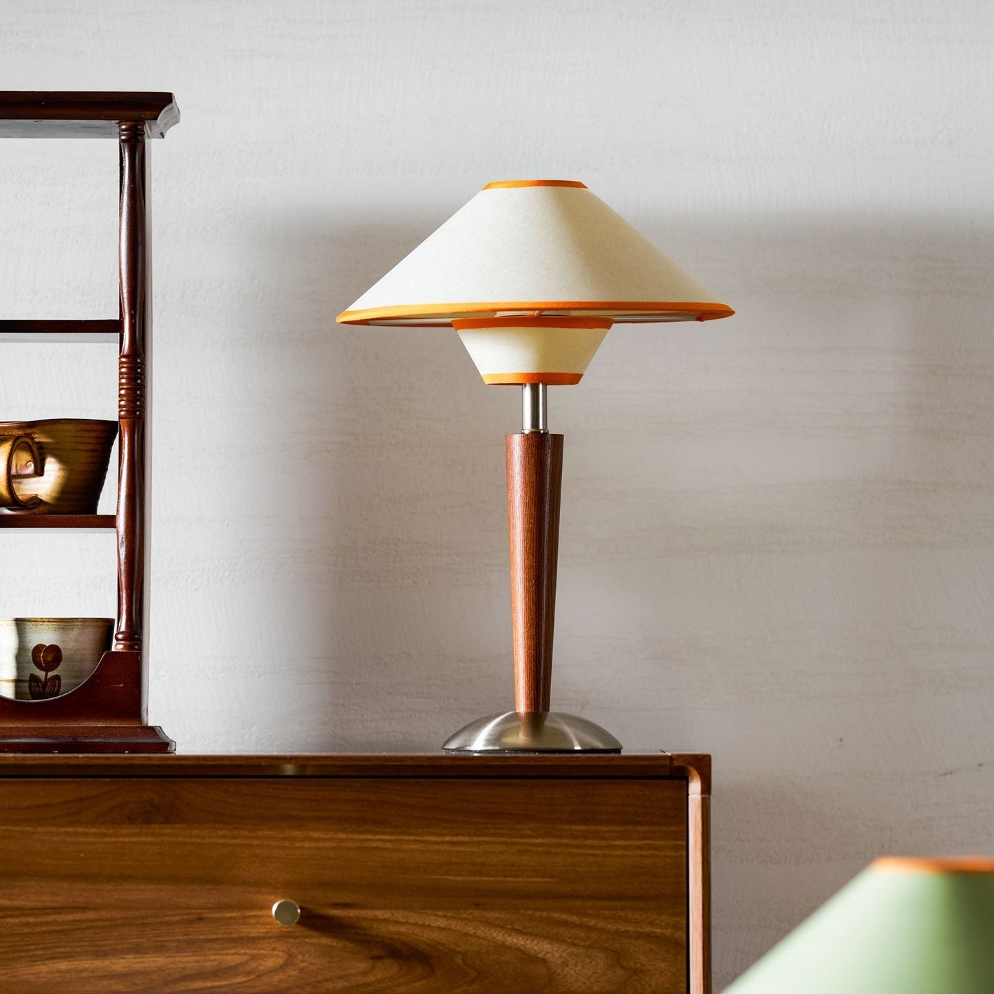 Zymorica | Midcentury Modern Walnut Column Accent Table Lamp