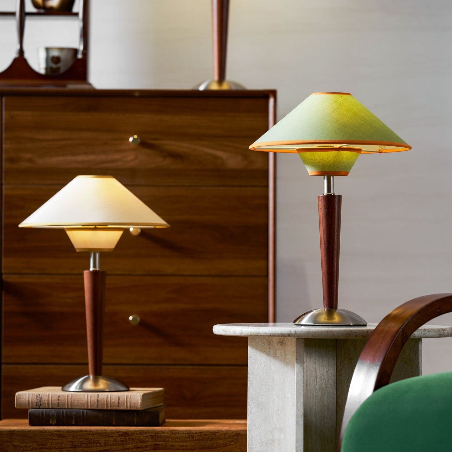 Zymorica | Midcentury Modern Walnut Column Accent Table Lamp