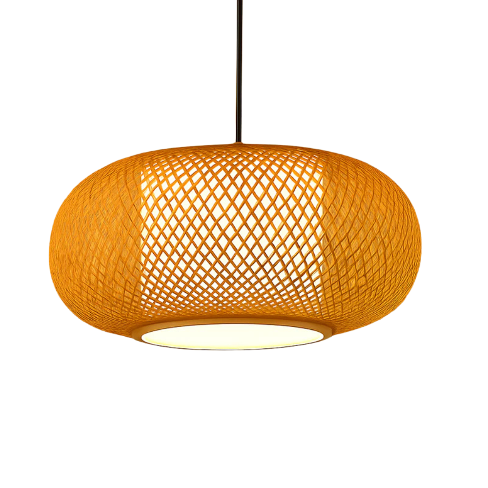 Varengis | Handwoven Rattan Straw Hat Silhouette Bamboo Pendant Light