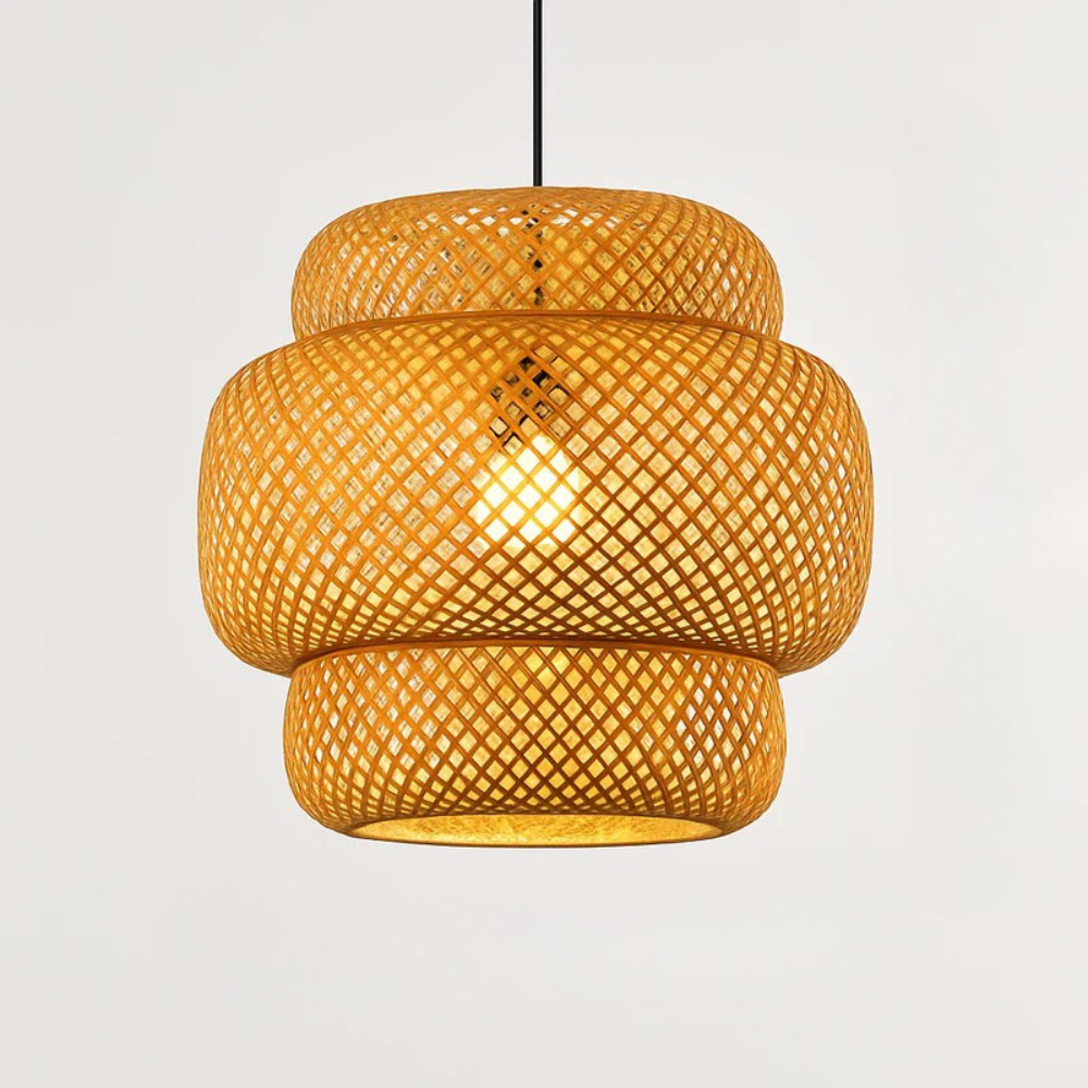 Varengis | Handwoven Rattan Straw Hat Silhouette Bamboo Pendant Light