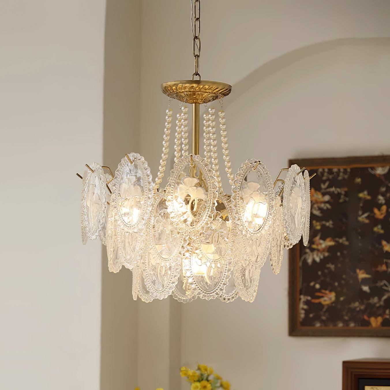Solvair | Radiant Cascading Pearl Luxury Glass Chandelier