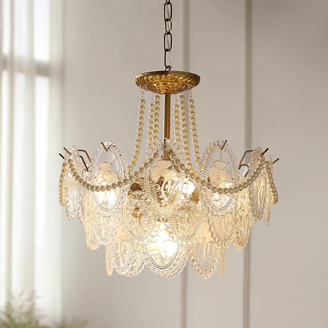 Solvair | Radiant Cascading Pearl Luxury Glass Chandelier