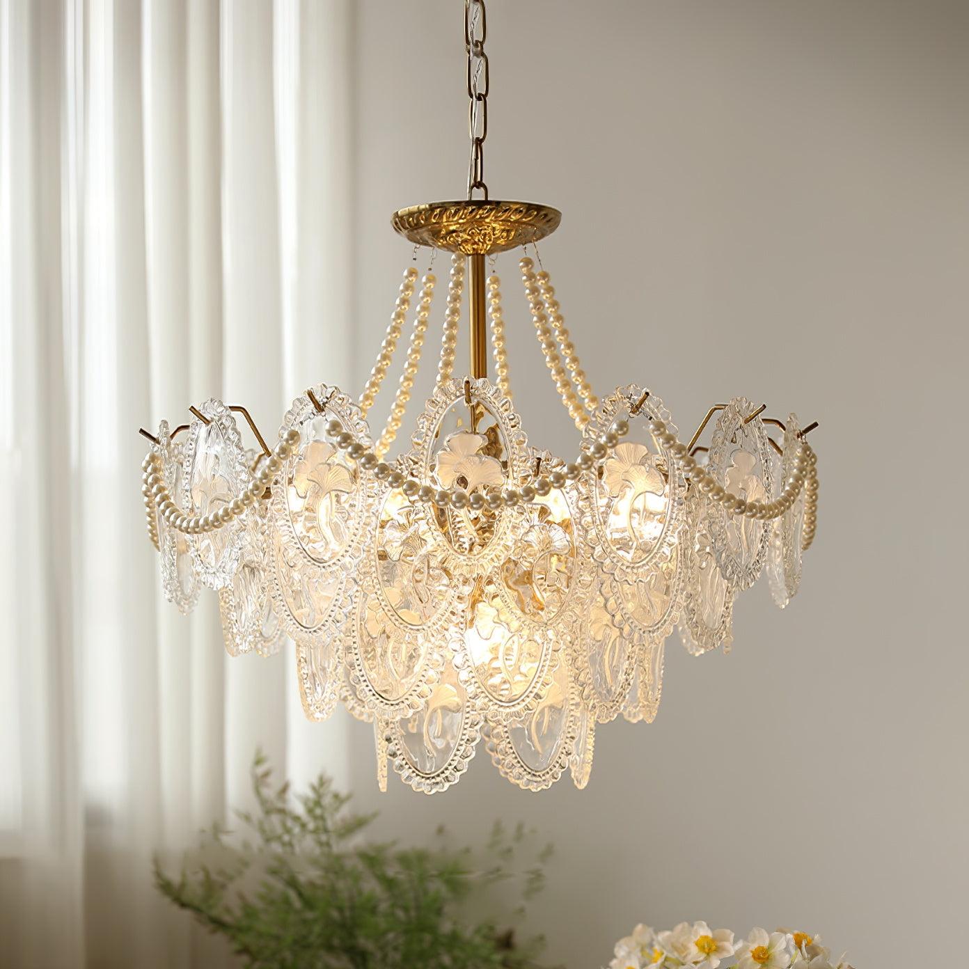 Solvair | Radiant Cascading Pearl Luxury Glass Chandelier