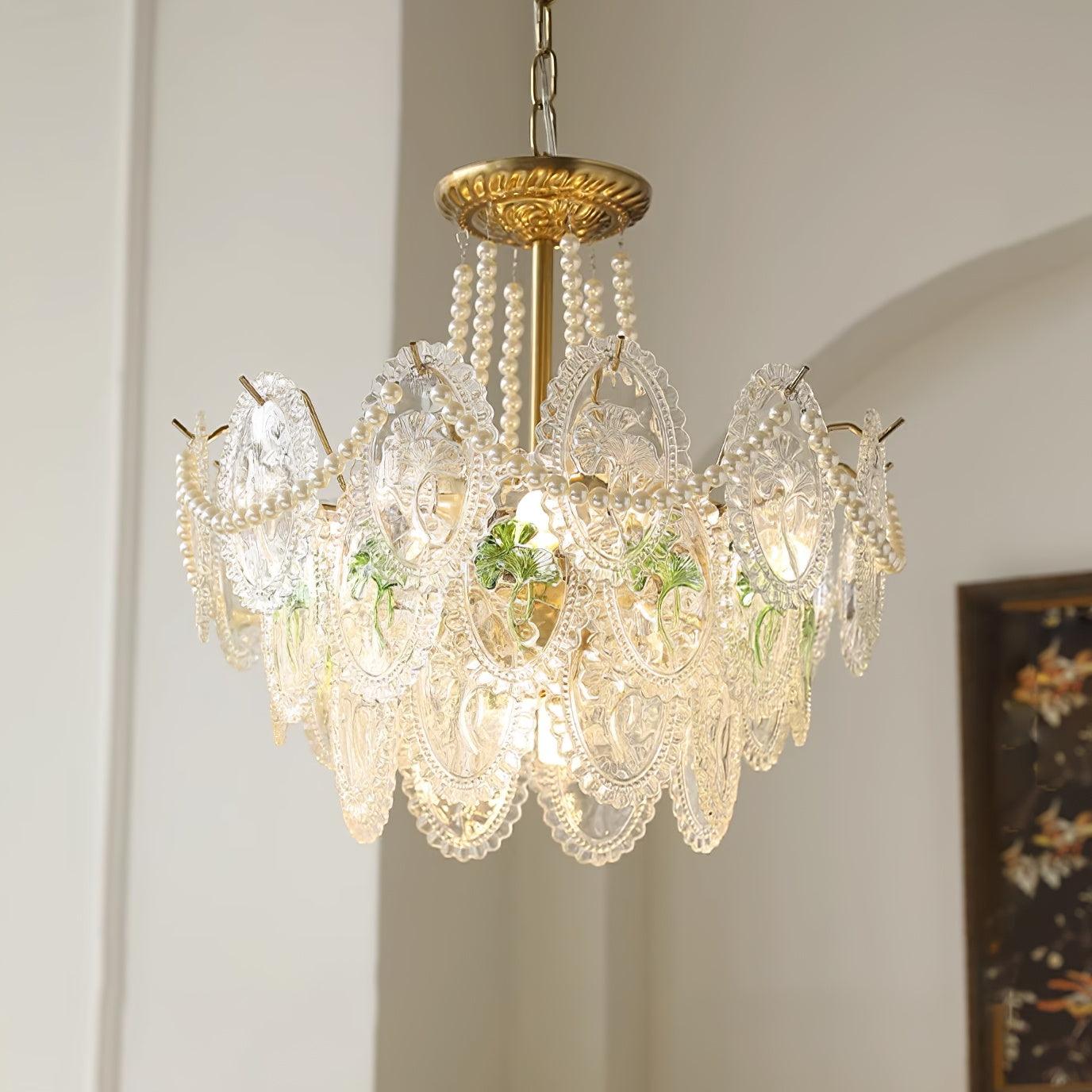 Solvair | Radiant Cascading Pearl Luxury Glass Chandelier