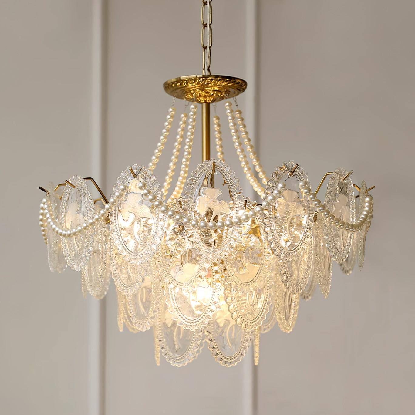 Solvair | Radiant Cascading Pearl Luxury Glass Chandelier